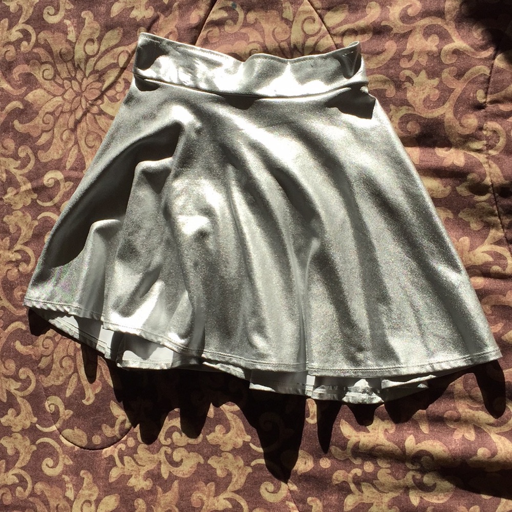 Luminous silver A-line skirt NWOT